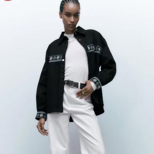 Womens Embroidered Cotton Overshirt Black | Zara Jackets And Overshirts